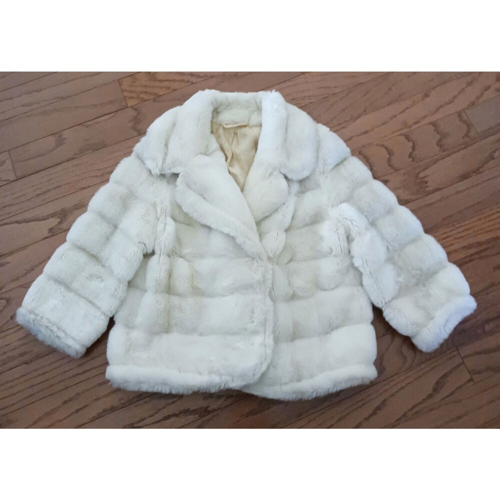 VTG George Smith & Sons London Blonde Faux Fur Short Jacket Sz S